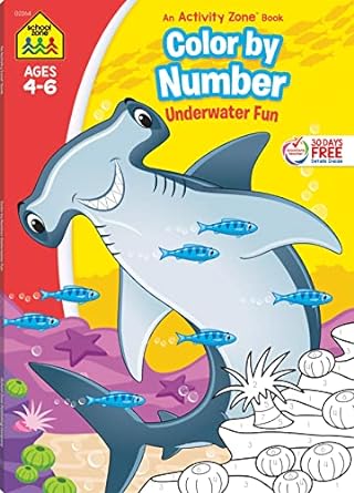 school zone color by number underwater fun workbook 64 pages ages 4 to 6 kindergarten 1st grade numerical