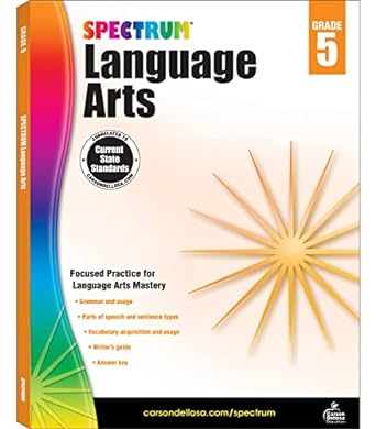 spectrum 5th grade language arts workbook ages 10 to 11 grammar vocabulary parts of speech sentence types and