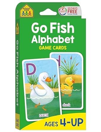 school zone go fish card game play and learn the abcs preschool to first grade matching uppercase and