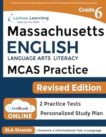 mcas test prep grade 6 english language arts literacy practice workbook and full length online assessments