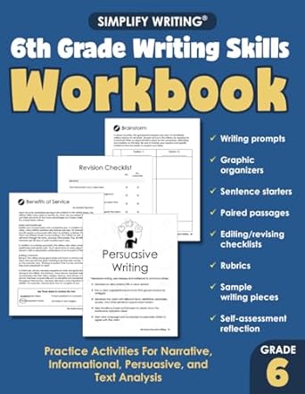 6th grade writing skills workbook practice activities for narrative informational persuasive and text