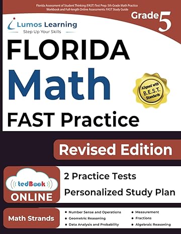 florida assessment of student thinking test prep 5th grade math practice workbook and full length online