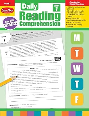 evan moor daily reading comprehension grade 7 homeschooling and classroom resource workbook reproducible