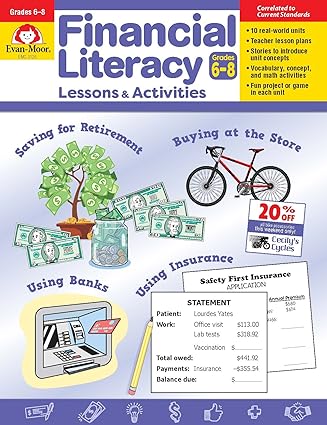 financial literacy lessons and activities grades 6 8 1st edition evan-moor corporation 1645142701,