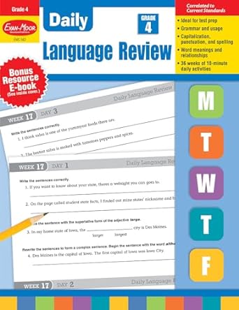 evan moor daily language review grade 4 activities homeschooling and classroom resource workbook reproducible