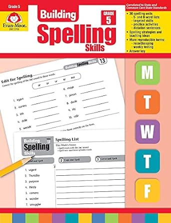 evan moor building spelling skills grade 5 homeschooling and classroom resource workbook reproducible