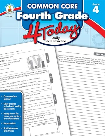 carson dellosa common core  grade 4 today workbook 1st edition carson dellosa education 1483812383,