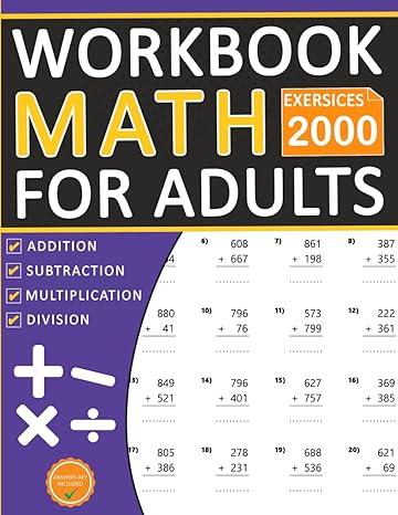 basic math workbook for adults with addition subtraction multiplication division long division word problems