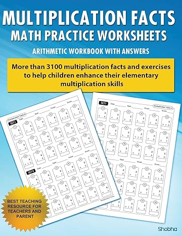 multiplication facts math worksheet practice arithmetic workbook with answers daily practice guide for