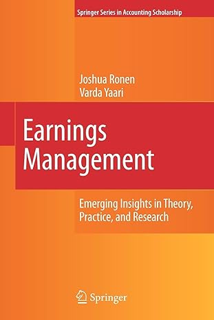 earnings management emerging insights in theory practice and research 1st edition joshua ronen, varda yaari