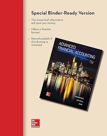 loose leaf advanced financial accounting 11th edition theodore christensen ,david cottrell 0077722167,