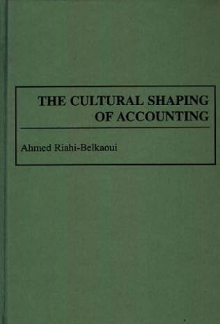 the cultural shaping of accounting 1st edition ahmed riahi belkaoui 0899309534, 978-0899309538