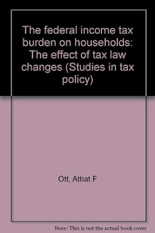 federal income tax burden 1st edition ludwig o dittrich 0844734292, 978-0844734293