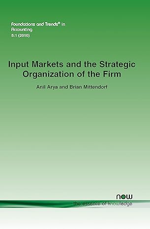 input markets and the strategic organization of the firm in accounting 1st edition anil arya ,brian