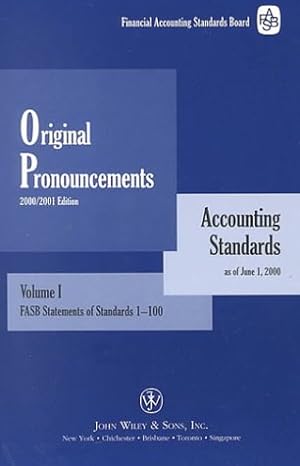 2000 financial accounting standards board original pronouncements volumes 1 2 and 3 package volume 1st