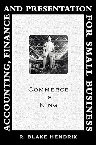 accounting finance and presentation for small business commerce is king 1st edition r blake hendrix