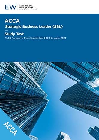 acca strategic business leader study text 2020 21 1st edition emile woolf international 1848439474,