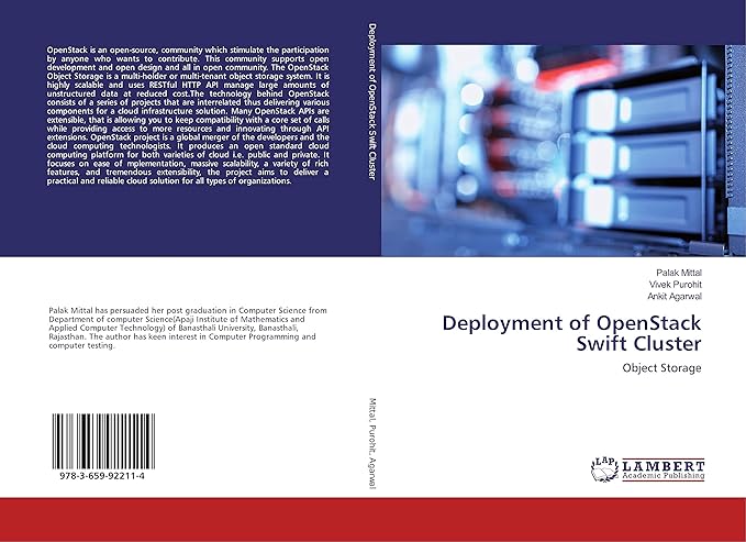 deployment of openstack swift cluster object storage 1st edition palak mittal ,vivek purohit ,ankit agarwal