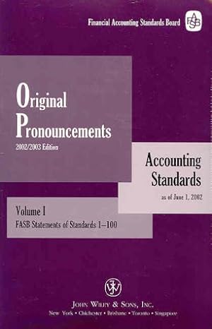 original pronouncements 2002 2003 accounting standards as of june 1 2002 volumes 1st, 2nd and 3rd edition