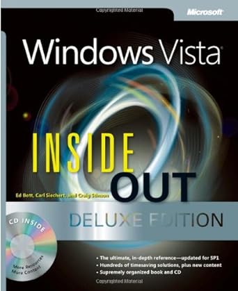 windows vista inside out deluxe edition deluxe edition ed bott ,carl siechert ,craig stinson 0735625247,