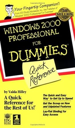 windows 2000 professional for dummies quick reference 1st edition valda hilley 0764503405, 978-0764503405