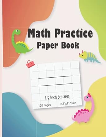 math practice paper book cute dinosaur cover 1/2 inch square grid blank papers for k 2 grade 1 kids for early