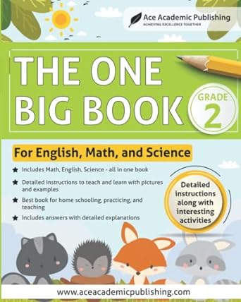 the one big book grade 2 for english math and science black and white version 1st edition ace academic