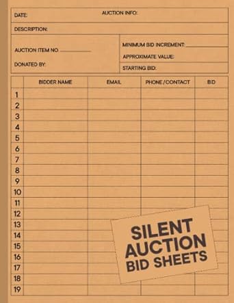 silent auction bid sheets track and record fundraising events 1st edition copacetic affairs b0c1j1y5ng