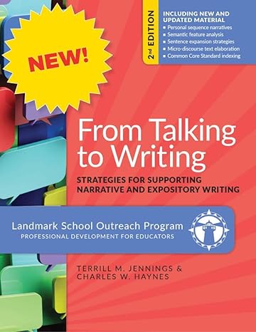 from talking to writing strategies for supporting narrative and expository writing 2nd edition terrill m.