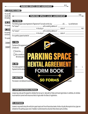 parking space rental agreement form book car parking lot contract for lessee and lessor +50 forms 100 pages