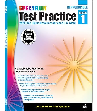 spectrum grade 1 test practice workbooks ages 6 to 7 1st grade test practice workbook math language arts