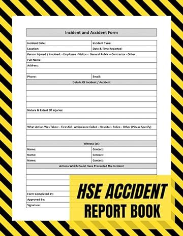 hse accident report book accident and incident report log for workplace company construction site 120 page