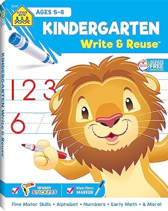 school zone kindergarten write and reuse workbook ages 5 to 6 spiral bound write on learning wipe clean