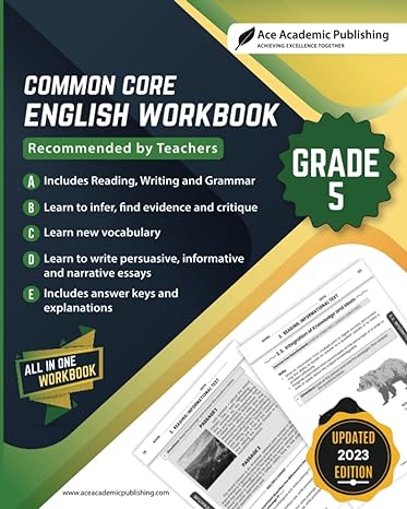 common core english workbook grade 5 english 1st edition ace academic publishing 1949383113, 978-1949383119