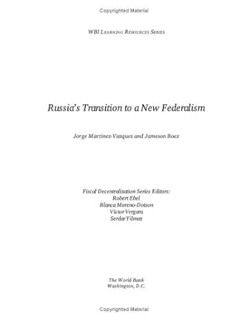 russias transition to a new federalism 1st edition jorge martinez vazquez ,jameson boex 082134840x,