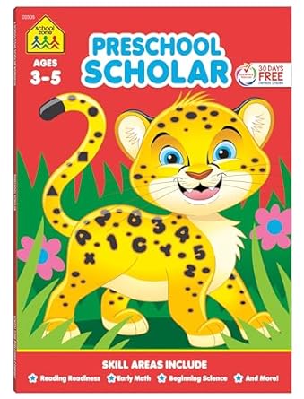 school zone preschool scholar workbook 64 pages ages 3 to 5 preschool to kindergarten reading readiness early