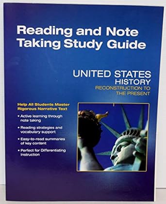 high school united states history 20 reconstruction to the present reading and notetaking study guide grade