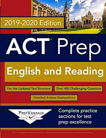 act prep english and reading 2019 2020 edition 1st edition prepvantage 1072239590, 978-1072239598