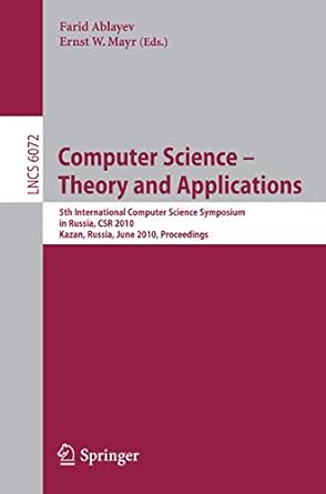 computer science theory and applications 5th international computer science symposium in russia csr 2010