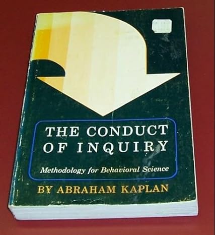 the conduct of inquiry methodology for behavioral science underlining edition abraham kaplan b000saq3qm