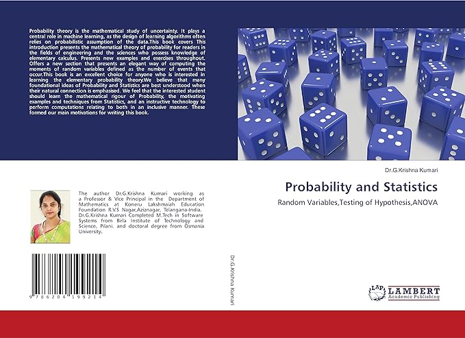 probability and statistics random variables testing of hypothesis anova 1st edition dr g krishna kumari