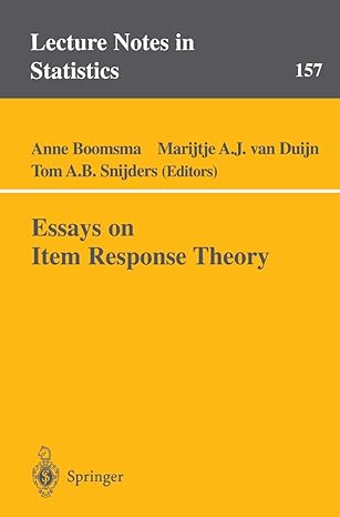 essays on item response theory 2001st edition anne boomsma ,marijtje van duijn ,tom snijders 0387951474,