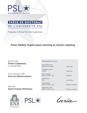 from weakly supervised learning to active labeling phd thesis 1st edition vivien cabannes b0b28kp878,