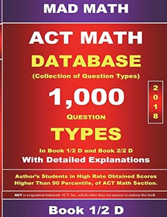 2018 act math database 1 2 d 3rd edition john su 1977606954, 978-1977606952