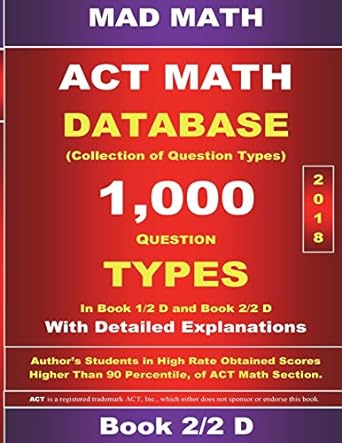 2018 act math database 2 2 d 3rd edition john su 1977607780, 978-1977607782