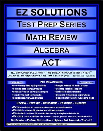 ez solutions test prep series math review algebra act 1st edition punit raja suryachandra, ez solutions