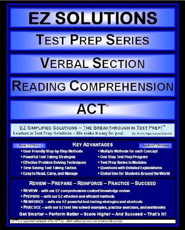 ez solutions test prep series verbal section reading comprehension act new edition punit raja suryachandra,