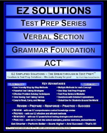 ez solutions test prep series verbal section grammar foundation act new edition punit raja suryachandra, ez