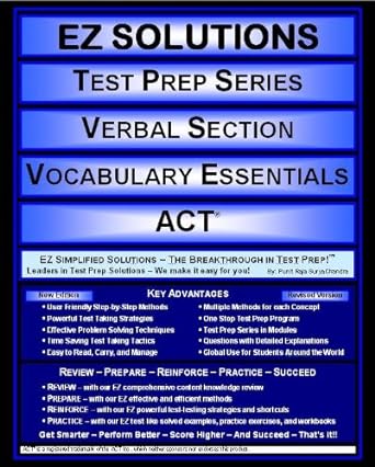 ez solutions test prep series verbal section vocabulary essentials act new edition punit raja suryachandra,