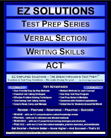 ez solutions test prep series verbal section writing skills act new edition punit raja suryachandra, ez